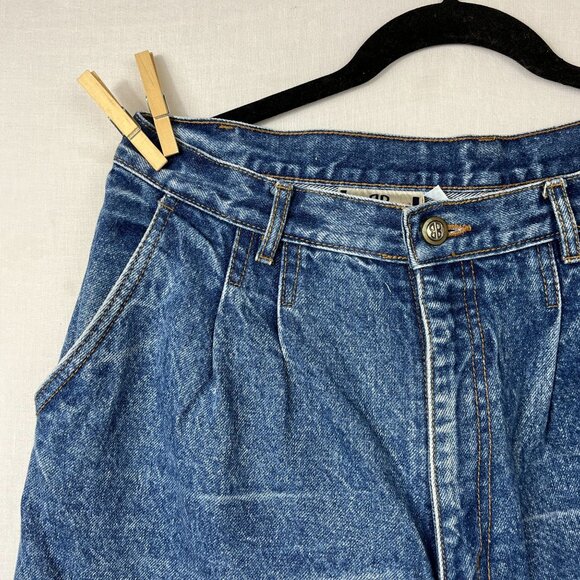Vintage Bill‎ Blass High Waist Jeans Womens 32x26 Pleated Petite Tapered Mom - Picture 2 of 12